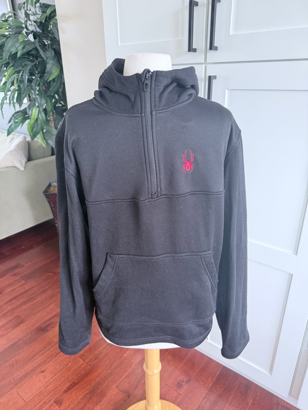 Spyder Men's Racer 1/4 Zip Pullover Hoodie, Frontier Medium Black